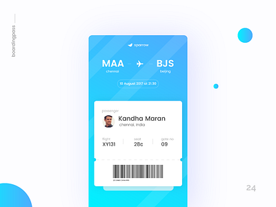 Boarding Pass - Daily UI:: #024 app boarding pass bubbles china color dailyui flight booking gradient mobile ui