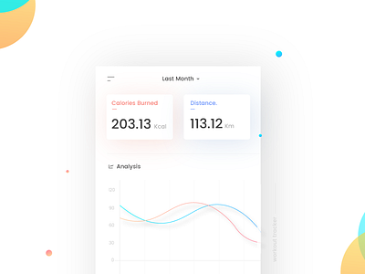 Workout Tracker - Daily UI:: #041 analytical chart app bubbles color dailyui fitness tracker gradient mobile ui workout graph