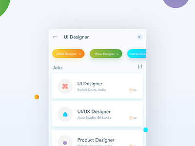 Job Listing- Daily UI:: #050 app bubbles color dailyui design job employement gradient iphone x job listing mobile ui