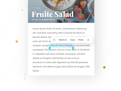 Tool Tip- Daily UI:: #087 app application elegant font fruite helvetica recepe salad texttooltip tooltip ui