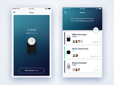 Smart Locks App app ios iot key lock smart home smart lock ui unlock