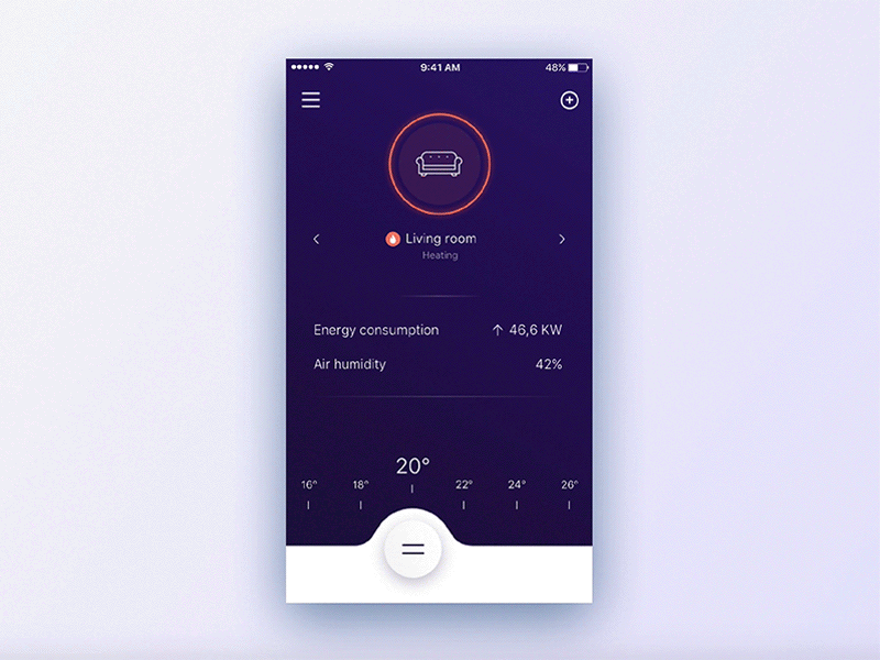 Smart Home Heating & Cooling app by Anthony Lamont on Dribbble