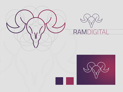 Ram Digital gradient logo logodesign ram