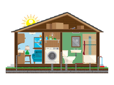 House Cutaway cutaway house illustration plumbing water