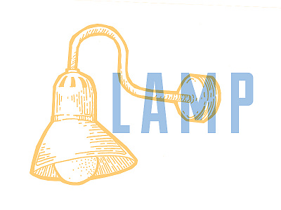 L A M P illustration lamp lineart rustic vintage