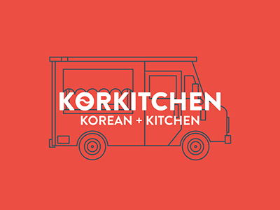Korkitchen design flat food truck illustration logo