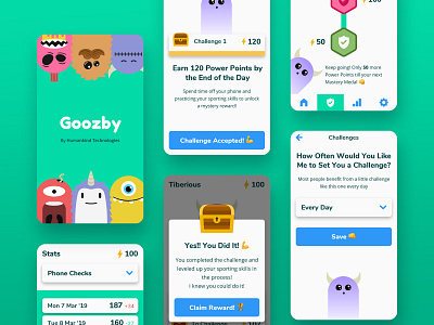 Goozby App Product Design app app design branding character design illustration mobile mobile ui mobile ux product design ui ux