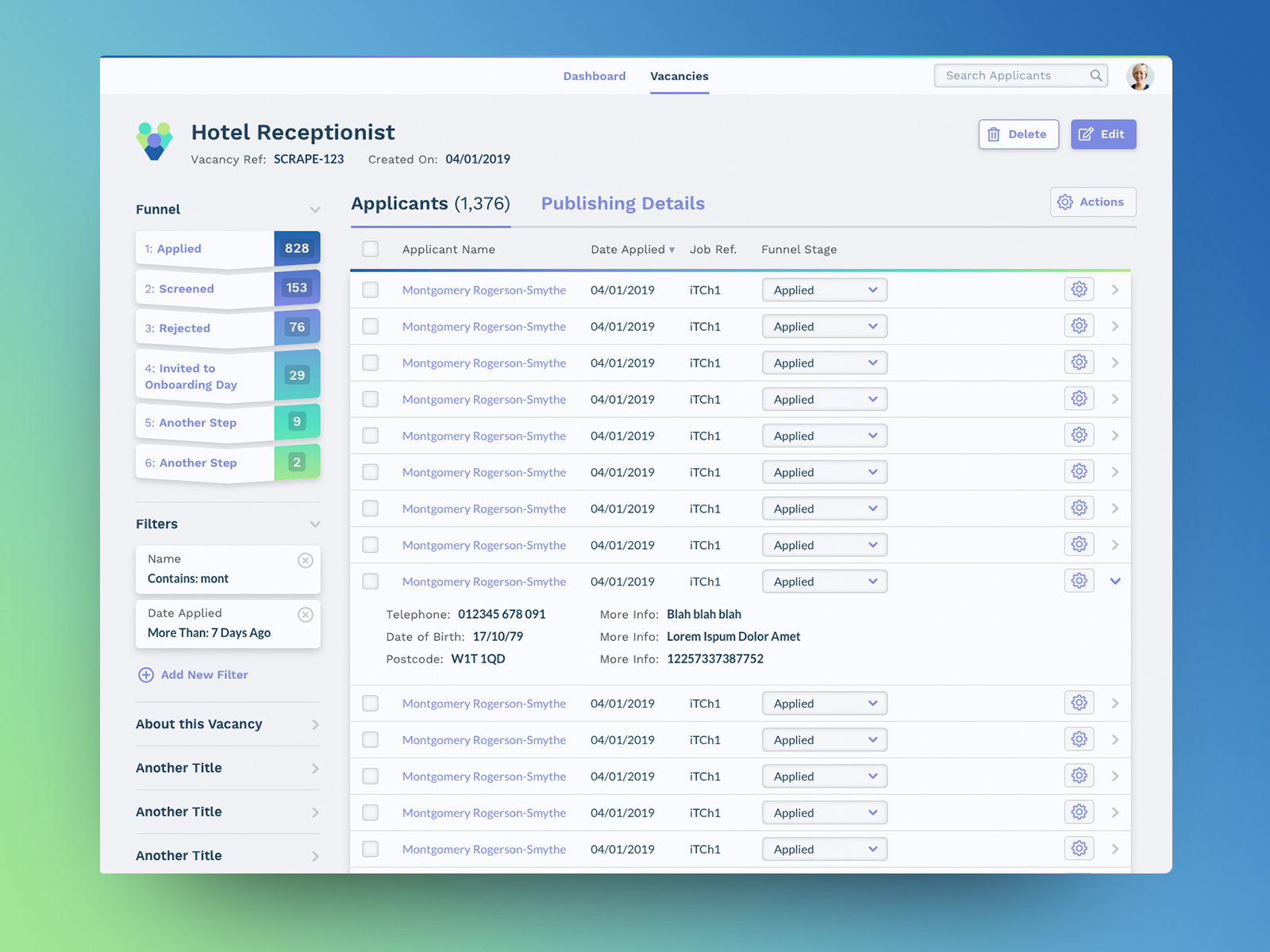 Applicant Tracking System UX UI by Martin Ollivere on Dribbble image.