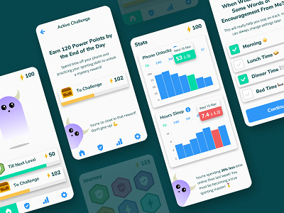 Goozby App for Healthy Phone Habits app app design application branding dashboard gameification mobile app mobile dashboard ui ui design ux ux design