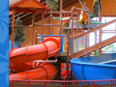 Waterpark blog design blue orange photo website