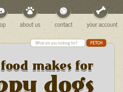 Fetch brown navigation orange search website