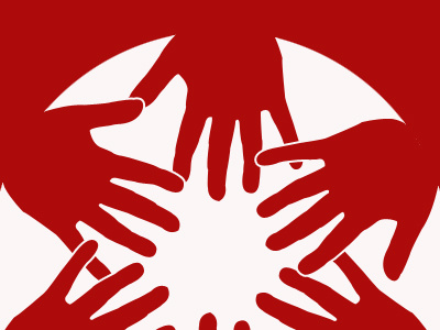 Hands illustration logo red