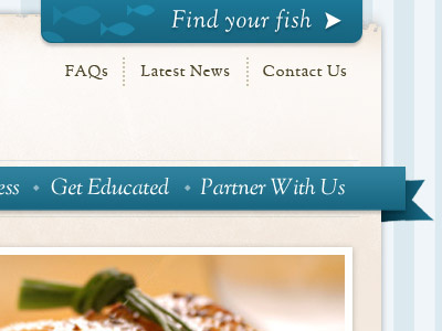 Find Your Fish blue nav texture website