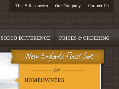 New Englands Finest Sod billboard nav texture website