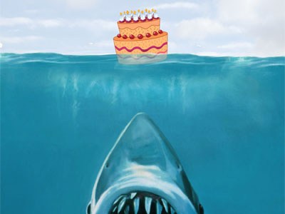 Shark Cake birthday party invitation kids shark