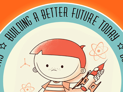 Building A Better Future badge conference illustration logo retro