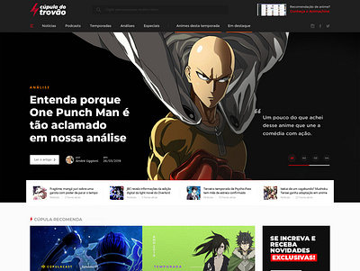 Blog home page - Cúpula do Trovão anime blog blog design ui user inteface web deisgn website