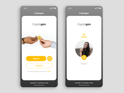 Login Screens for a Crypto Currency APP