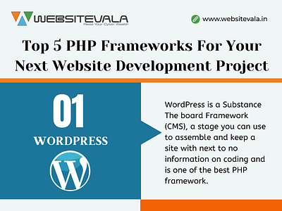 Top 5 PHP Frameworks By Websitevala - Infographic digital marketing php framewok seo website development