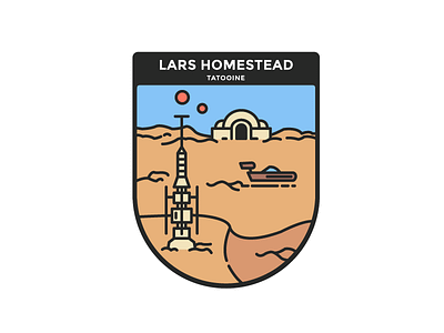 Star Wars : Tatooine, Lars homestead badge illustration minimalist star wars tatooine