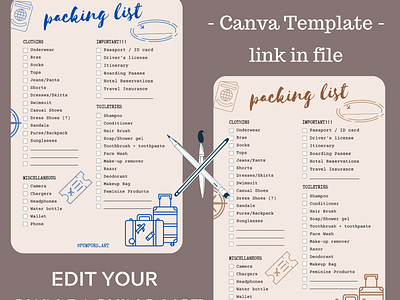 Edit your own TRIP PACKING LIST | Canva Template | A4