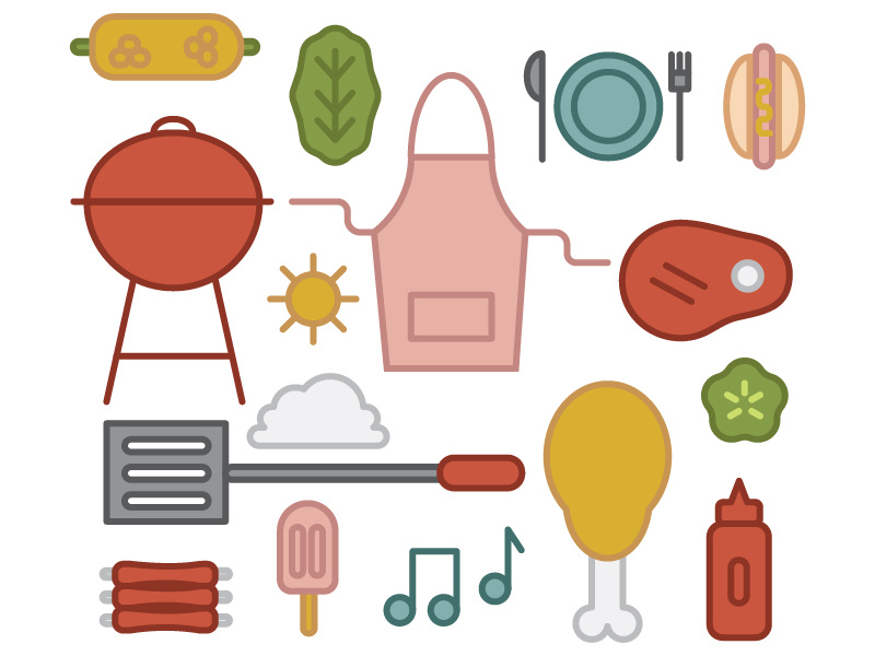 BBQ food icons food icons illustration