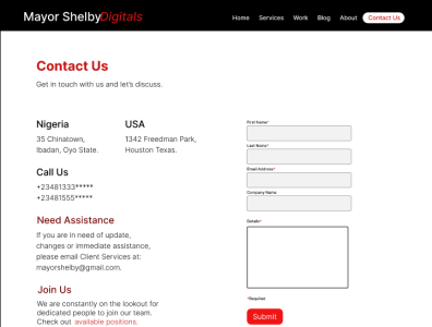 Contact Us page design typography ui