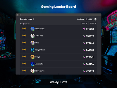 Daily UI 019 Leaderboard challenge dailyui design graphic design illustration leaderboard ui ux vector