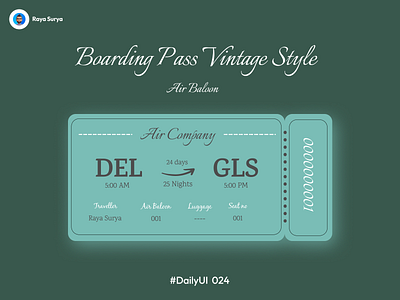 Daily UI 024 Boarding Pass Vintage Style boardingpass challenge dailyui design graphic design illustration logo ui ux vector