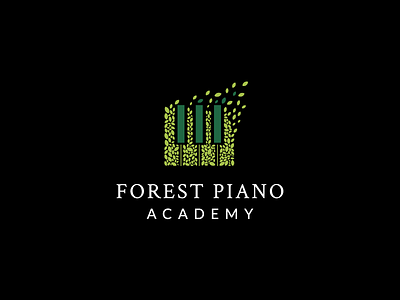 Forest+piano academy dribbble forest leaves logo mark modern music nature piano romantic school simple