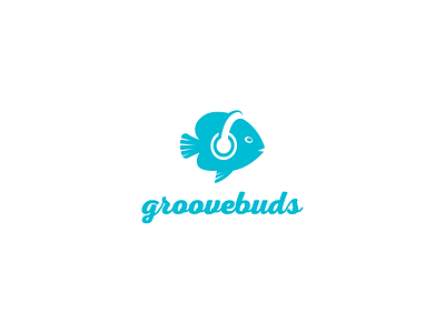 groovebuds design fish headphones logo design logotype mark modern music optimistic sea simple summer youthful