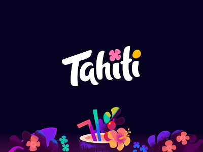 Tahiti branding cocktail design game illustration lettering logo logotype palms tropical