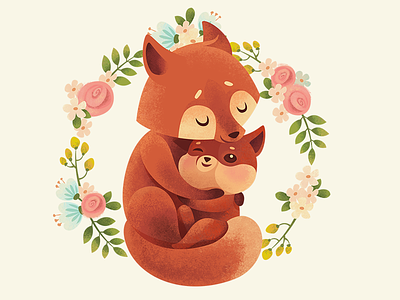 Mother's Day Card fox greeting card hug love mother tenderness