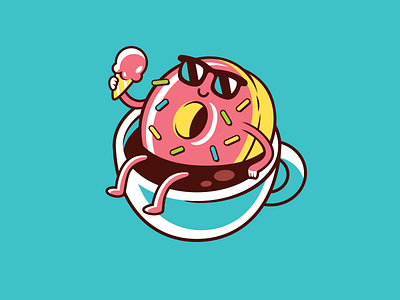 Little Donut character coffee donut ice cream little logo mascot