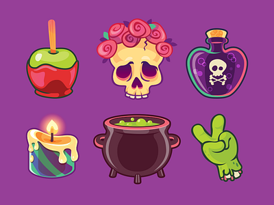Witches Came To Town apple candle halloween icons poison skull witch zombie