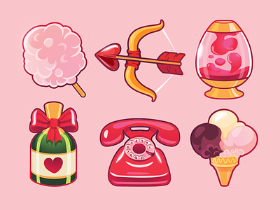 Love Is In The Air cotton candy flirt heart ice cream icons lava lamp love romance telephone valentine