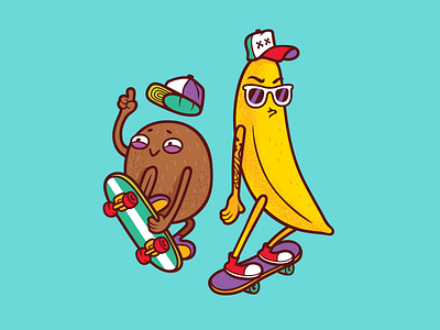 Banana & Kiwi banana characters fruits hipsters juice kiwi labels skate skaters sticker vape
