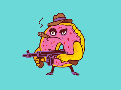 Don Donut character donut gangster label mafia sticker strawberry vape