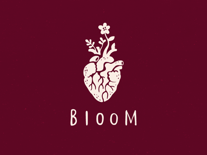 Bloom animation beating bloom concept flower heart logo love mark valentine
