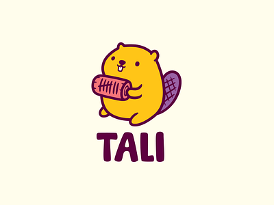 Tali beaver character color logo logotype mascot tally