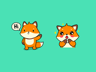 Little Fox character cute fox hi little mascot stickers
