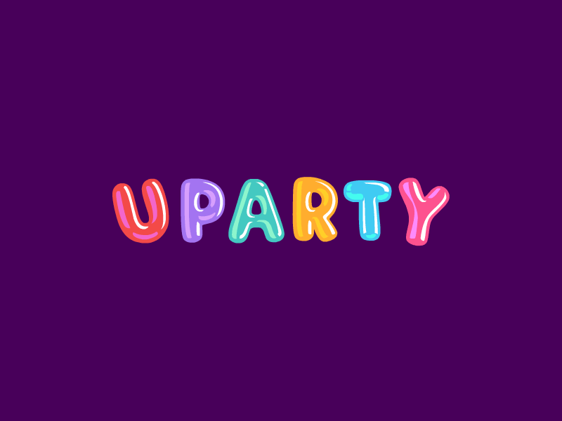 Uparty animation balloon confetti dynamic hat logo logotype party