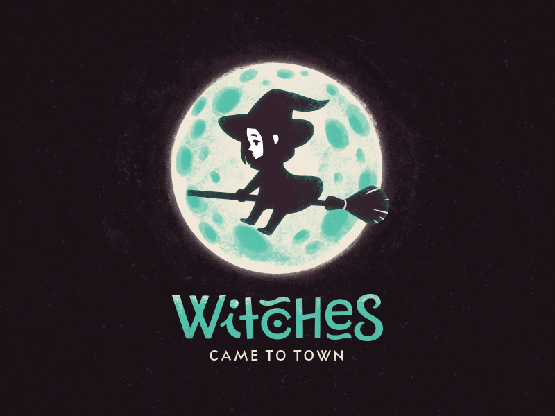 Witches Came to Town broom collection fairy tales halloween logo logotype moon mystic night series witch