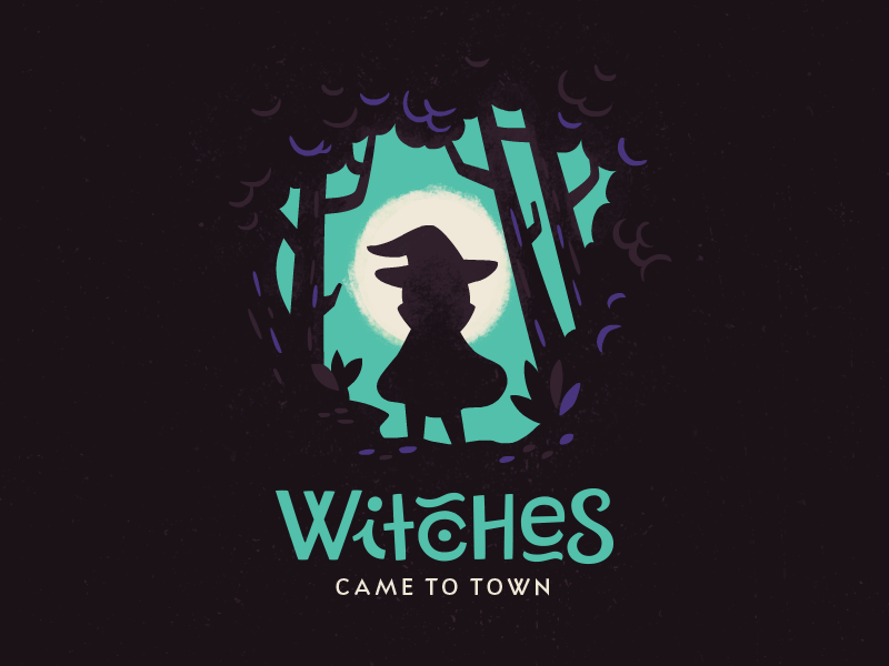 Witches Came to Town cute fairy tales forest halloween logo logotype moon mystic night series witch woods
