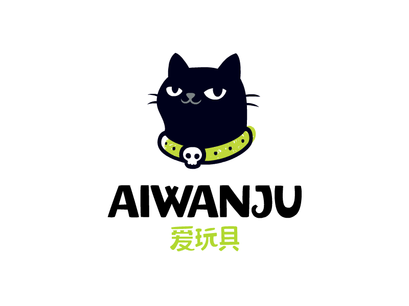 Aiwanju cat charcater logo logotype mascot skull store toys 猫 玩具
