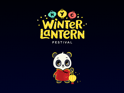 NYC Winter Lantern Festival character christmas cute festival holiday illustration lantern lights logo logotype mascot new year nyc panda winter