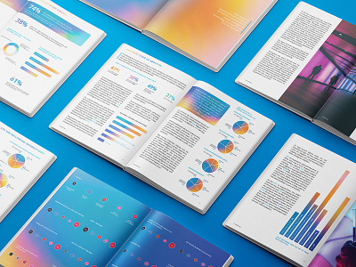 Indoor Intelligence 2021 Annual Report annual report book brochure data visualization editorial design holographic infographic iridescent magazine print smart office technology
