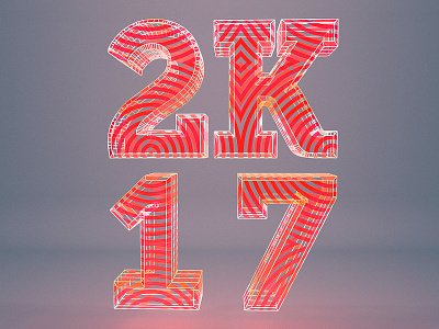 2K17 3d c4d cgi cinema4d digitalart glitch lineart neon type typography vibrant wireframe