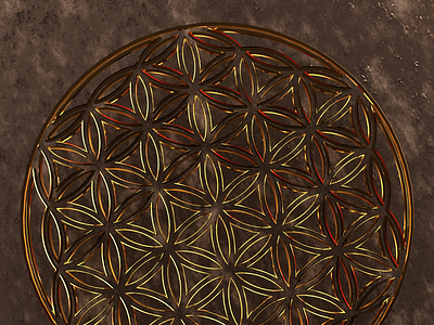 Flower of Life 3d abstract cgi geometry gold illustration lineart sacredgeometry