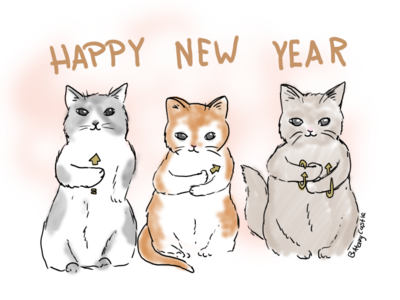 Cat sign "Happy New Year" asl cat illustration photoshop sign language